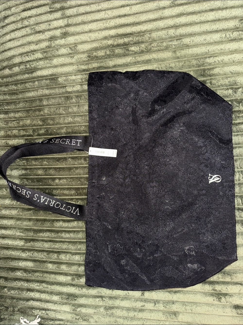 Victoria's Secret Black Lace-Pattern Tote with Logo Straps